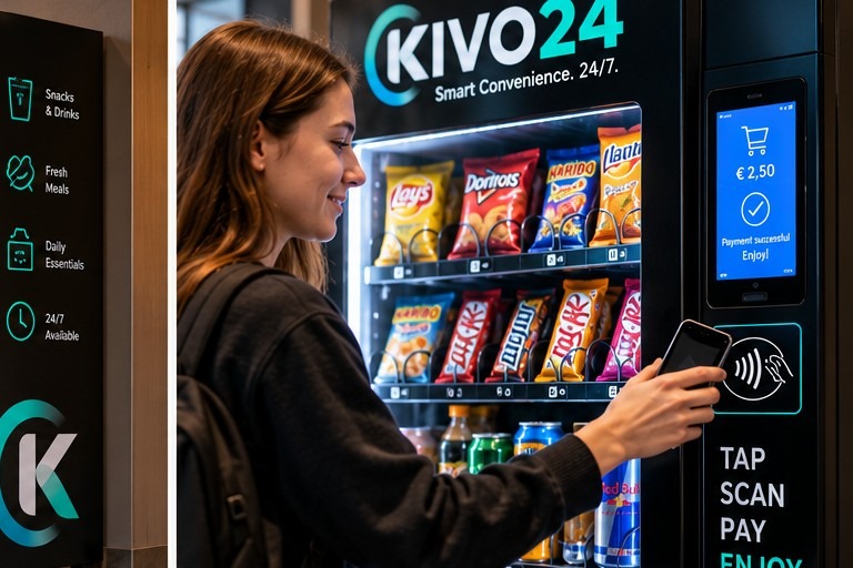 Cashless payment at a KIVO24 vending machine
