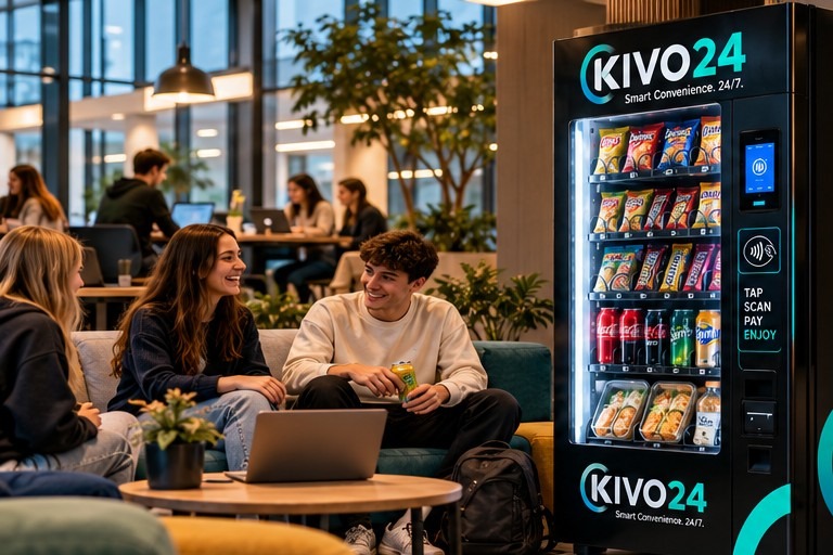 KIVO24 smart vending machine in a modern student residence